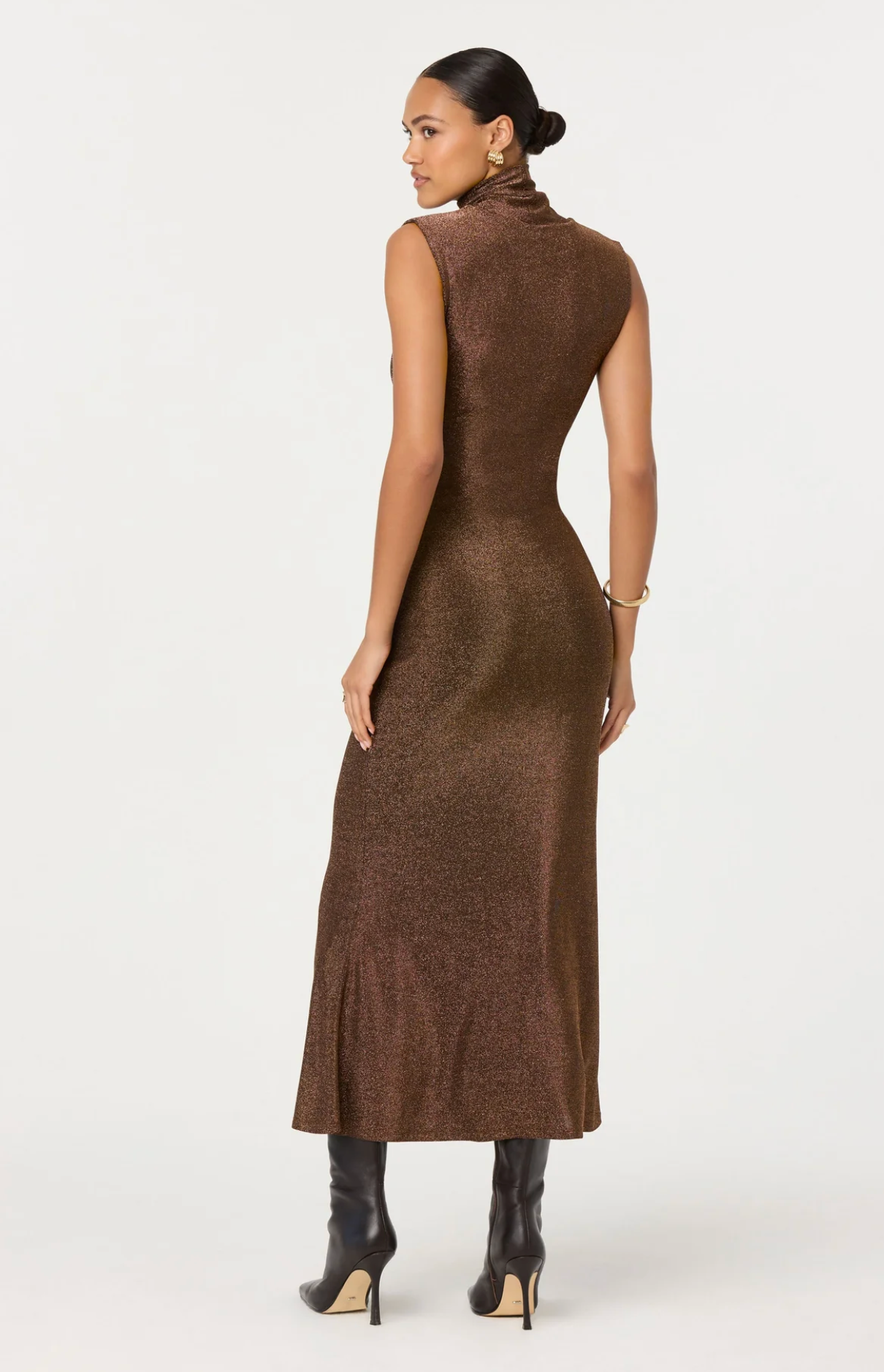 RIANA METTALIC TWIST FRONT MAXI DRESS