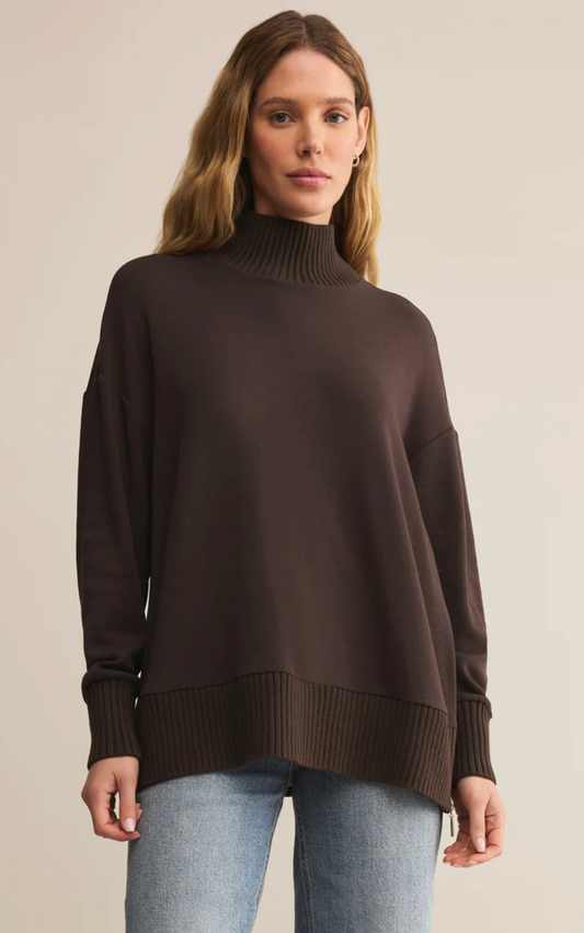 SABLE LUXE MOCK NECK SWEATSHIRT