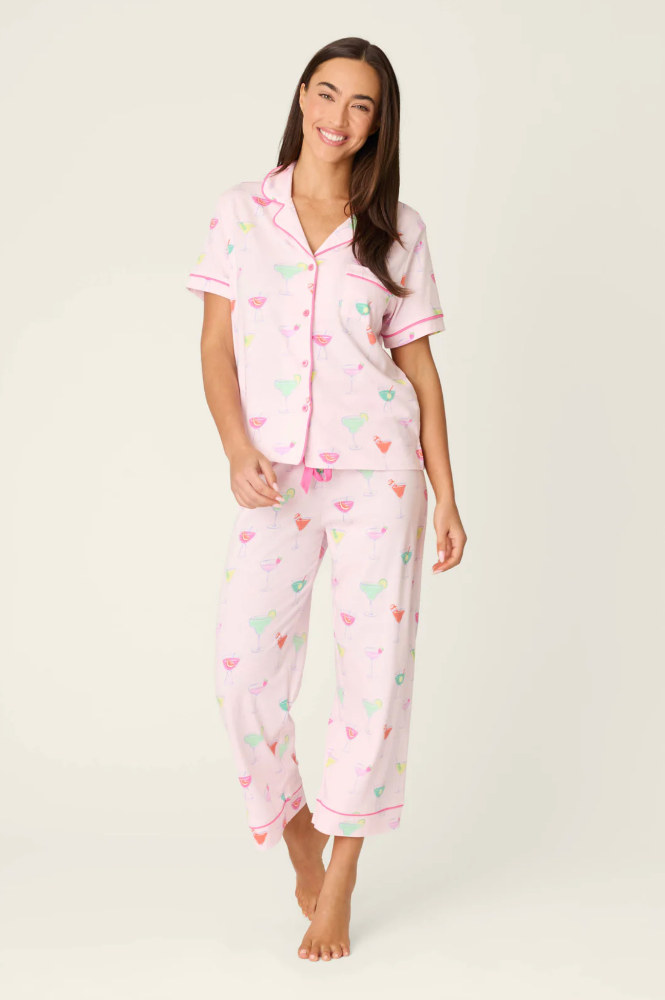WHIMSY SIP HAPPENS CROPPED PJ SET