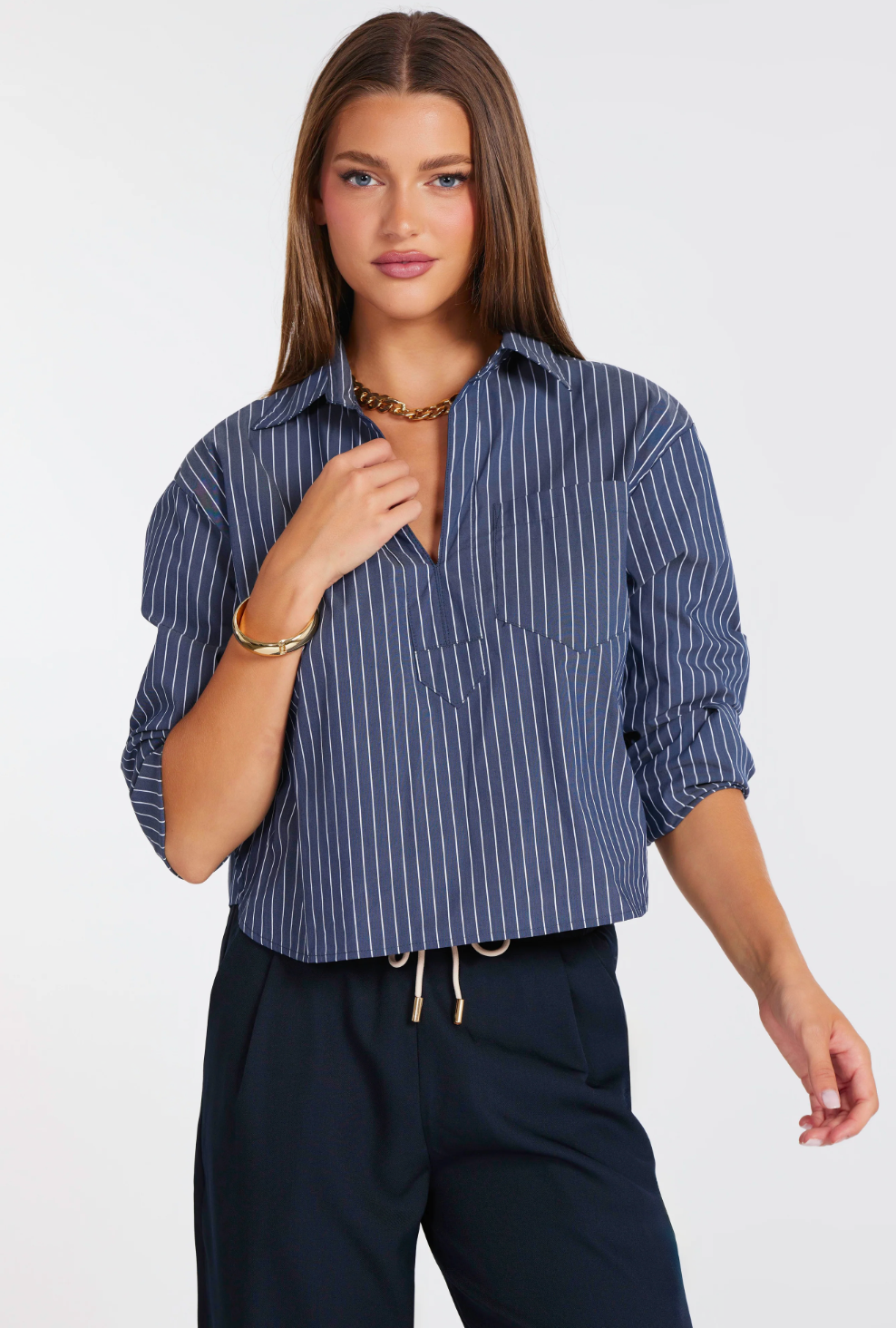 CASEY POPLIN PULLOVER