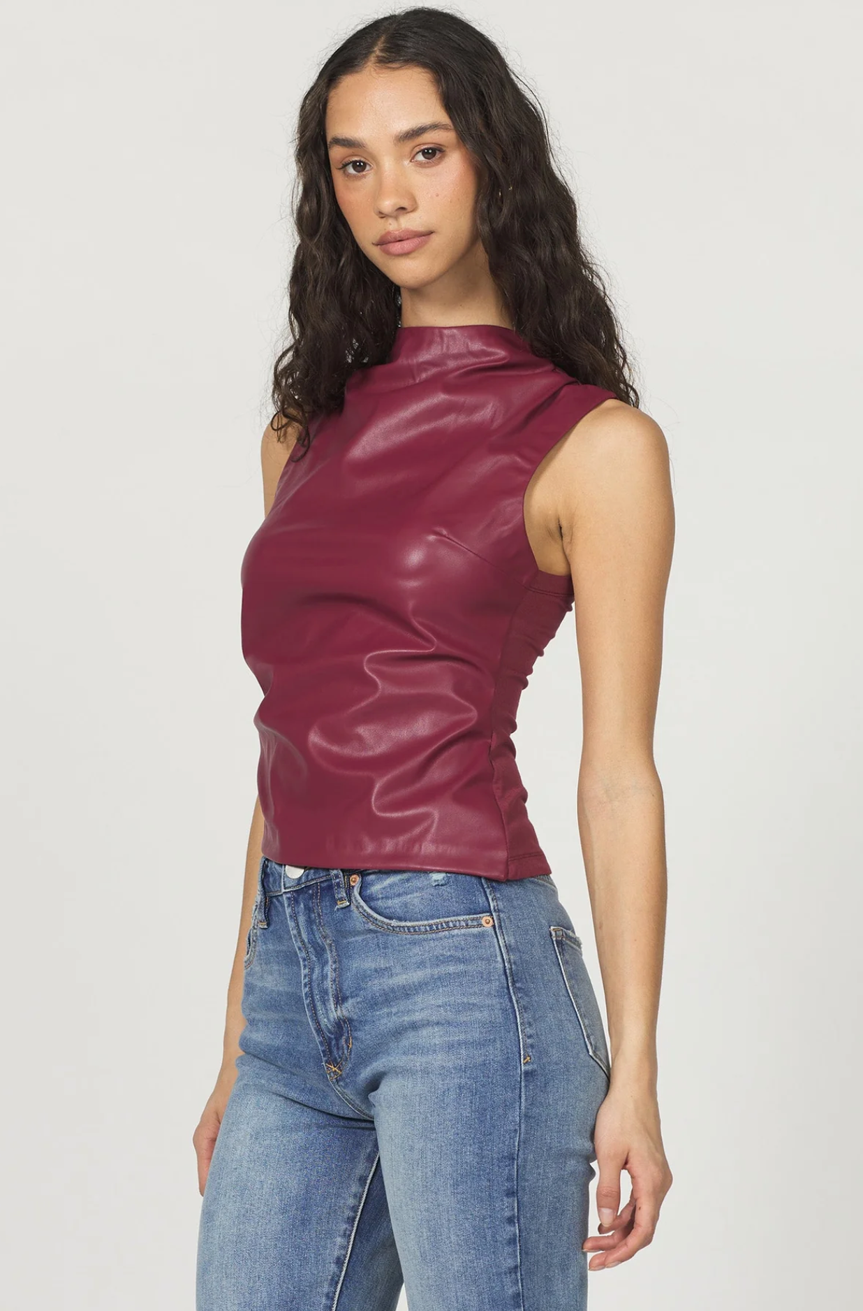 SHAUNEE VEGAN LEATHER TOP