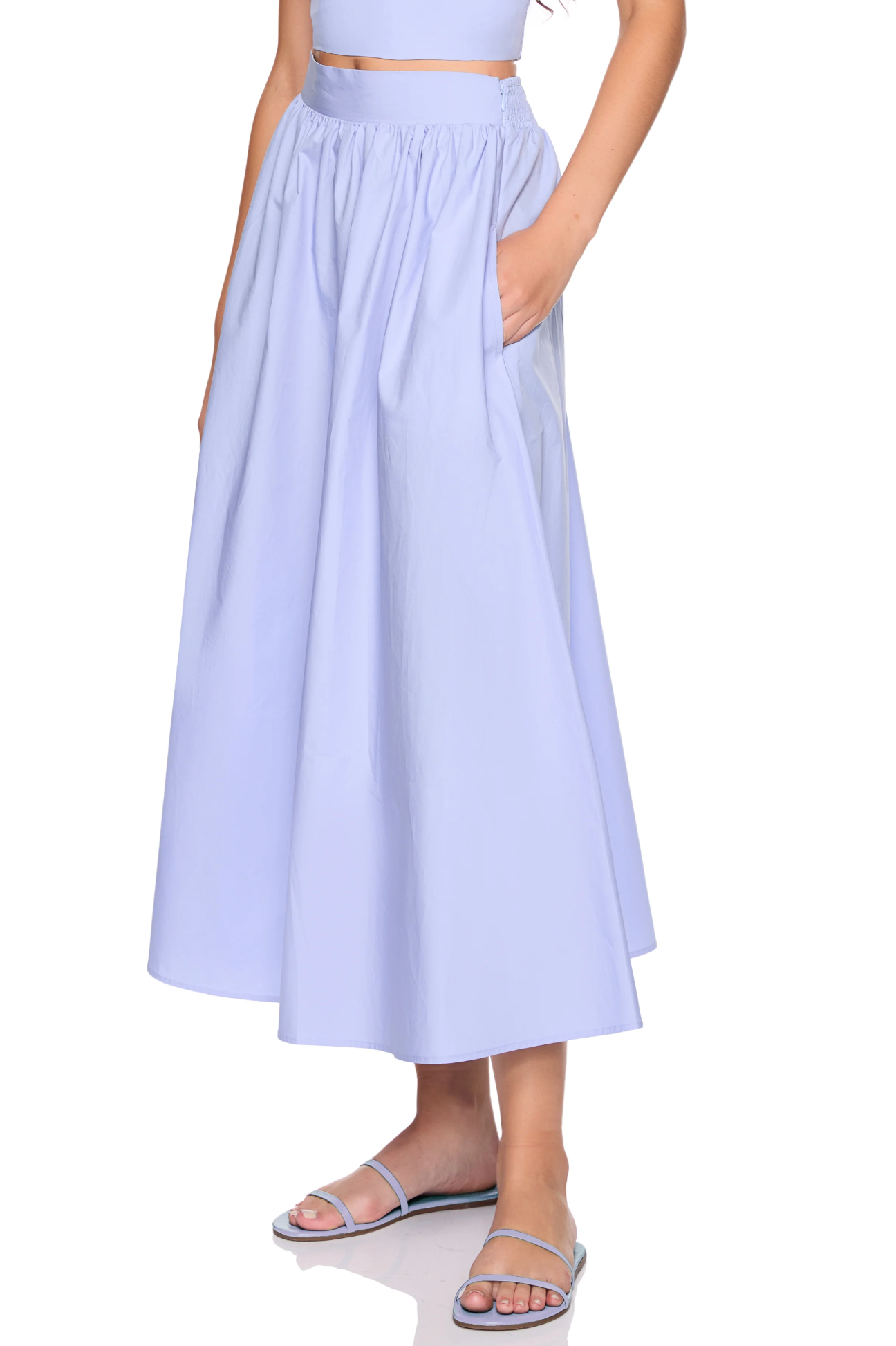 POPLIN MIDI SKIRT