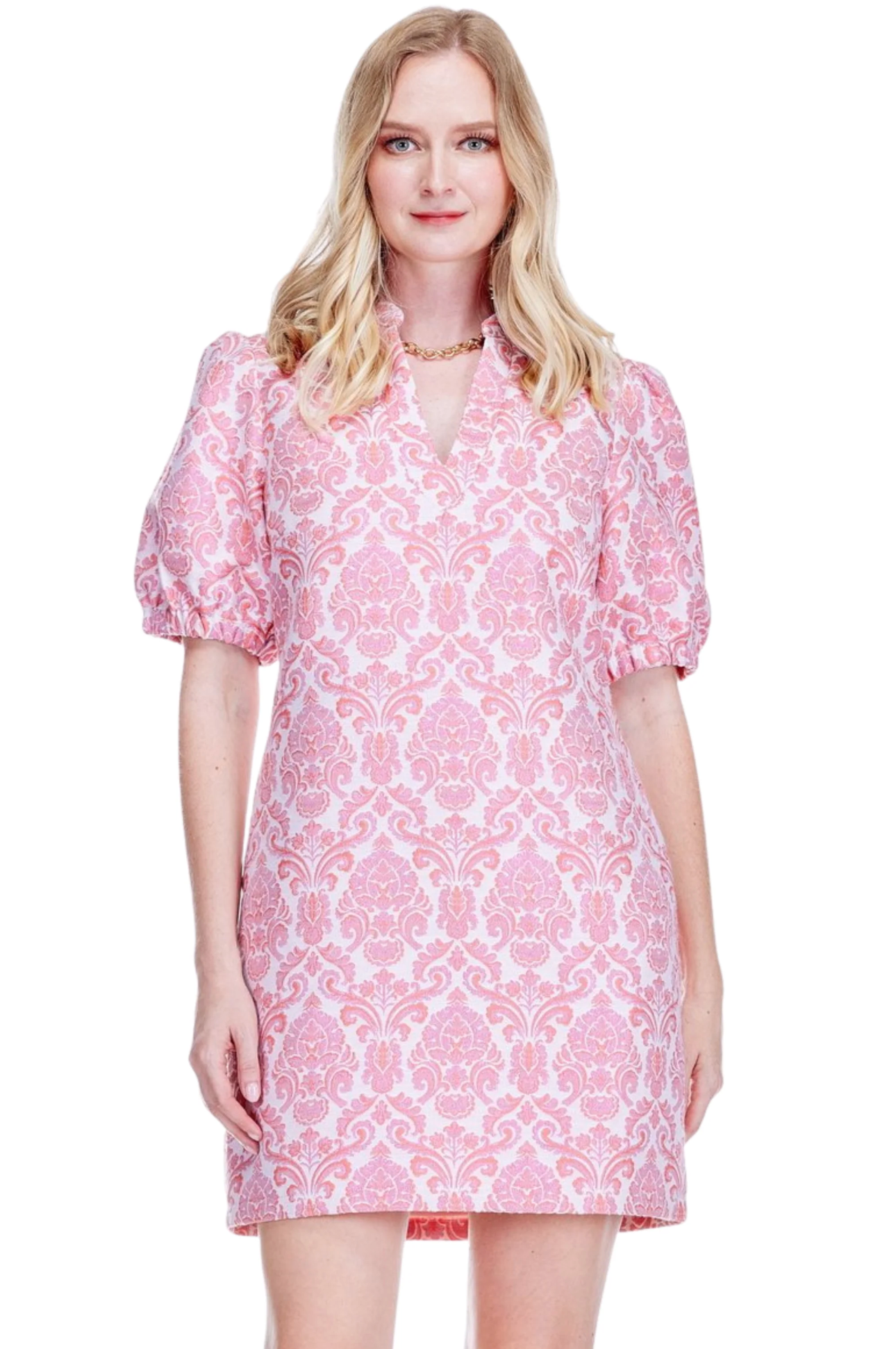 COLLAR V NECK DRESS