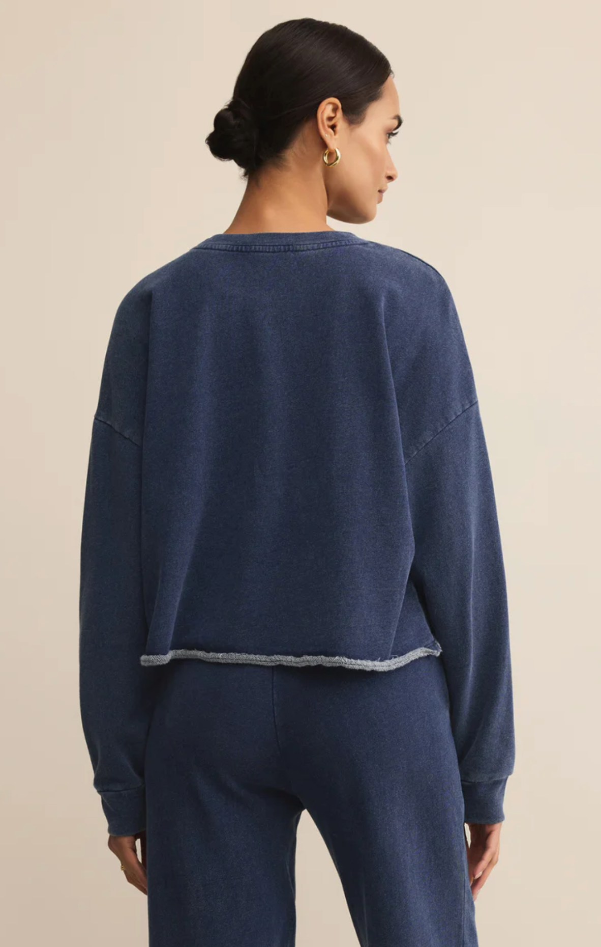 CIRCUIT KNIT DENIM SWEATSHIRT