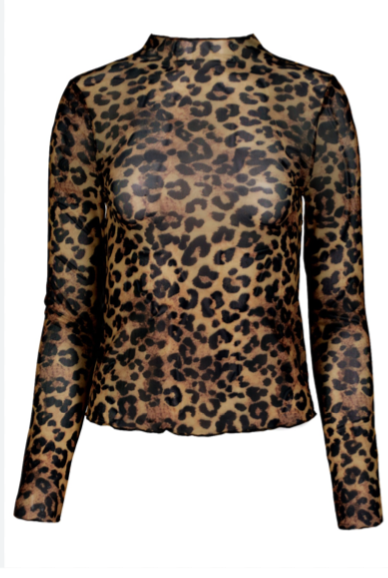 SPENCER FUNNEL NECK TOP LEOPARD