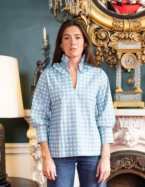 Blue Gingham Harper Estate Top