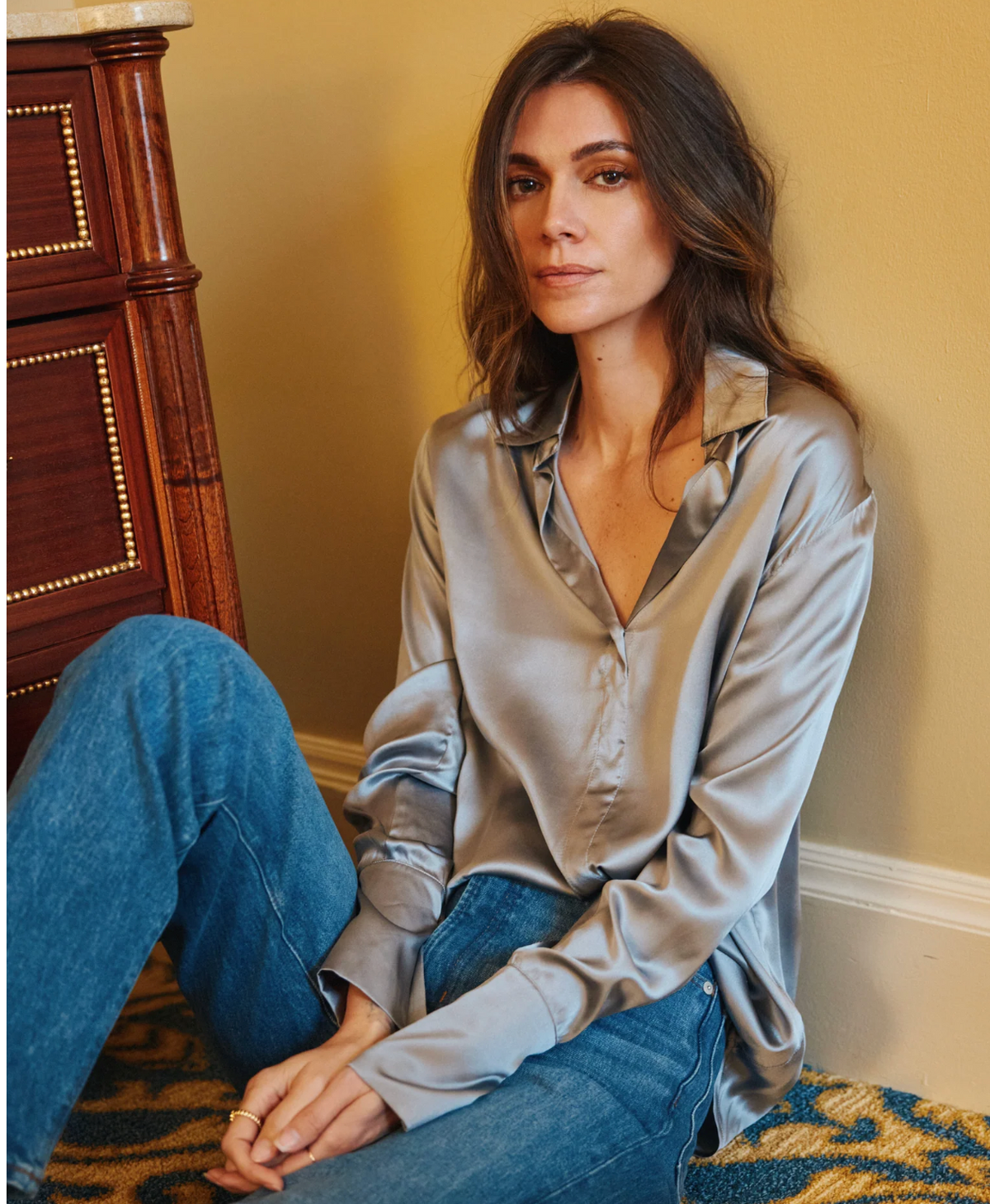 DARIA FRENCH CUFF SILK BLOUSE