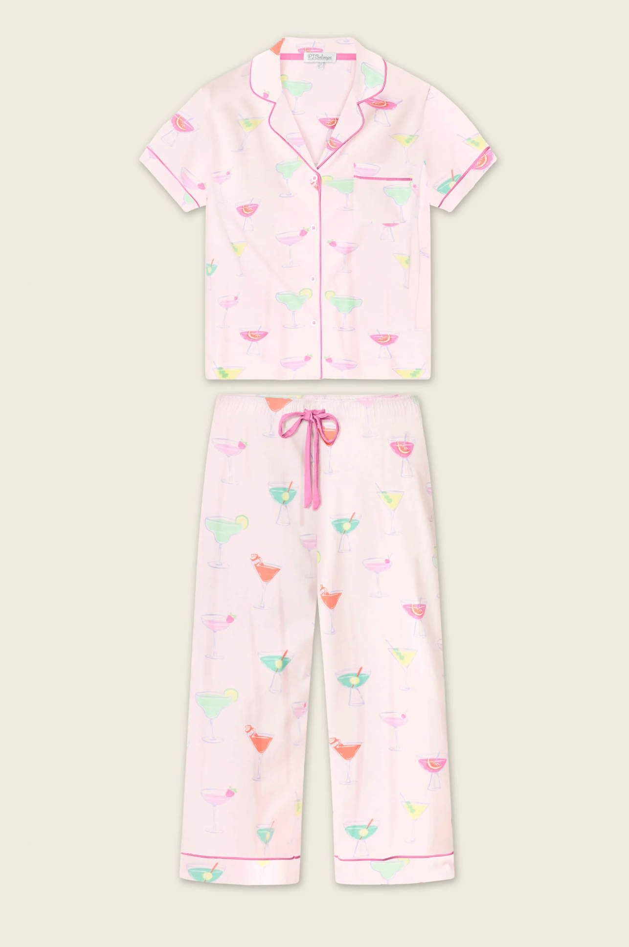 WHIMSY SIP HAPPENS CROPPED PJ SET